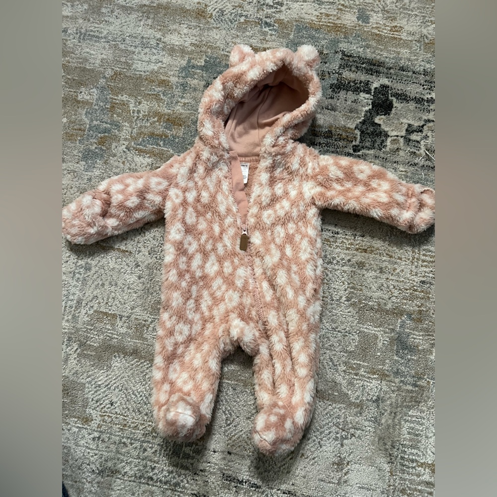 Cozy Pink and White Baby Winter Suit